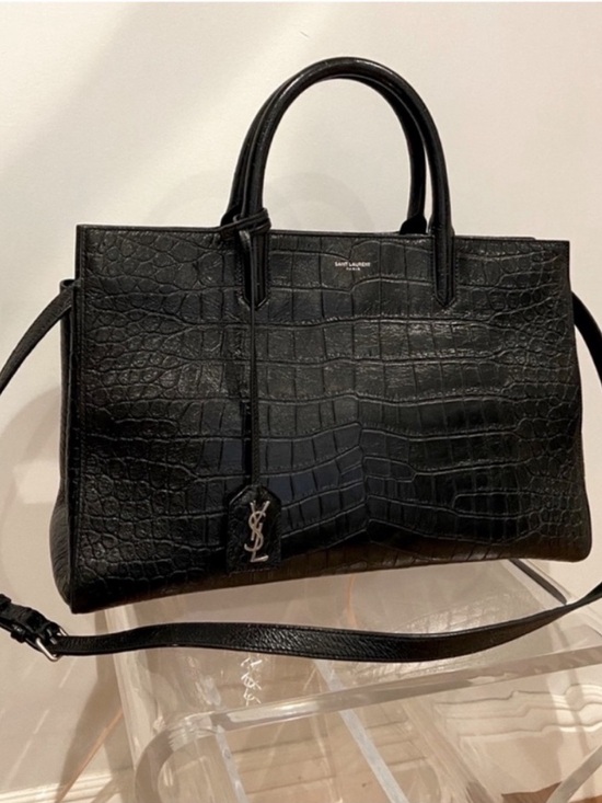 Yves Saint Laurent Handbags - AUTHENTIC Saint Laurent Medium Croc Embossed Cabas Rive Gauche Leather Satche